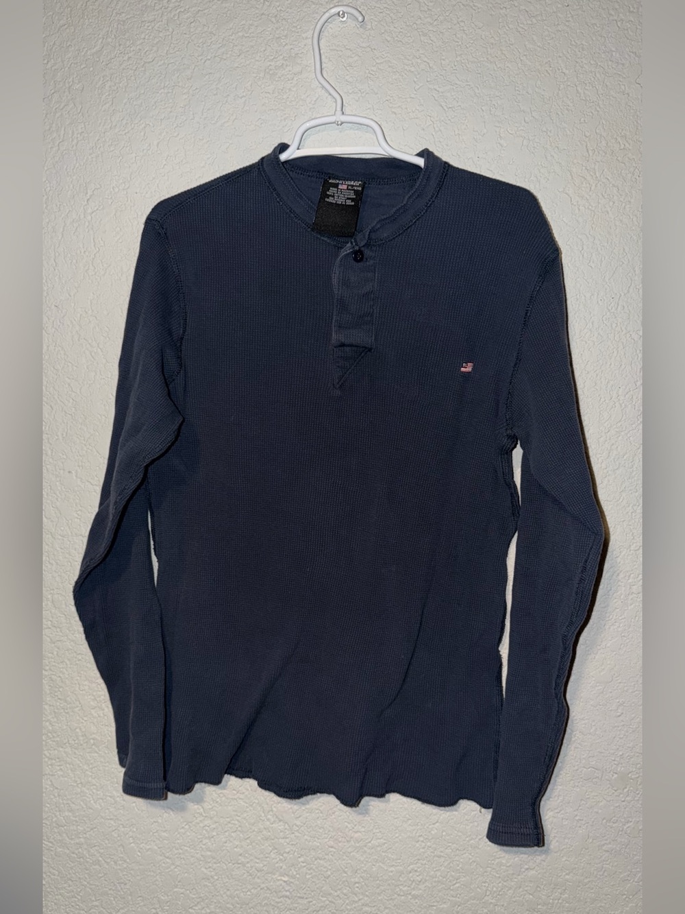 Polo by Ralph Lauren Navy Long Sleeve Henley Waffle Knit